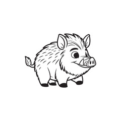 Adorable Cartoon Warthog and Baby Alligators - Cute Vector Illustration.