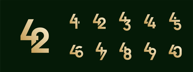 Logo 41th-49th, 41-49 years happy anniversary, design template for celebration, birthday, greeting and invitation. Editable file