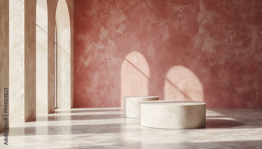Aufkleber 3d rendering of a minimal display podium design for mockups and product demonstrations. pedestal sta