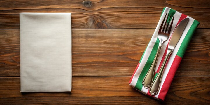 Empty template for restaurant menu card with a traditional Italian napkin, restaurant, menu, card, template, empty