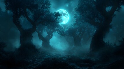 "Ghostly Eyes in the Moonlit Mist"
