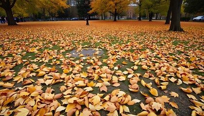 With the arrival of autumn, the fallen leaves in the park begin to scatter. 