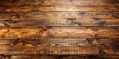 Naklejka premium Top view of a beautiful rustic wooden table with natural brown tones and plenty of copy space