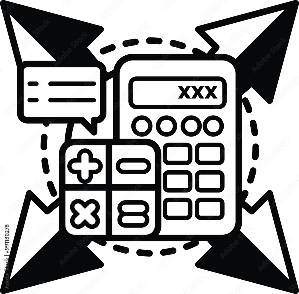 Poster a calculator with the numbers on it