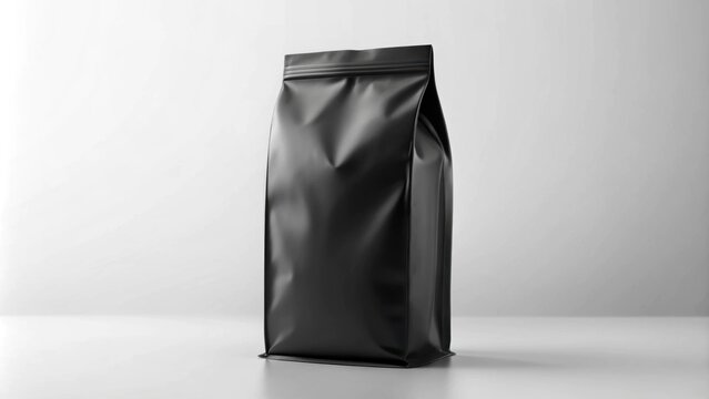Black coffee bag mockup on white background, black, coffee, bag, mockup, empty, template, render,packaging