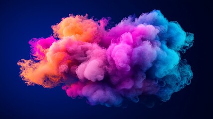 Fototapeta premium A 3D rendering of a stormy cloud with bright light glowing on an abstract neon background.