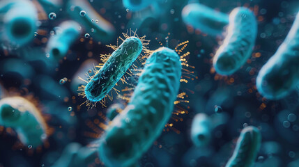 Fototapeta premium Closeup microscopic bacteria probiotics, Biology Science concept