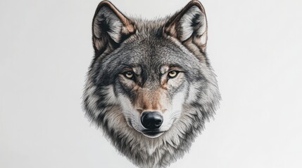 Obraz premium A close-up portrait of a wolf with detailed fur, sharp eyes, and a black nose.