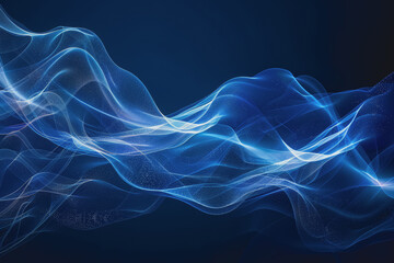 Abstract background of dark blue wavy lines in the form of a high-speed synchronization network.