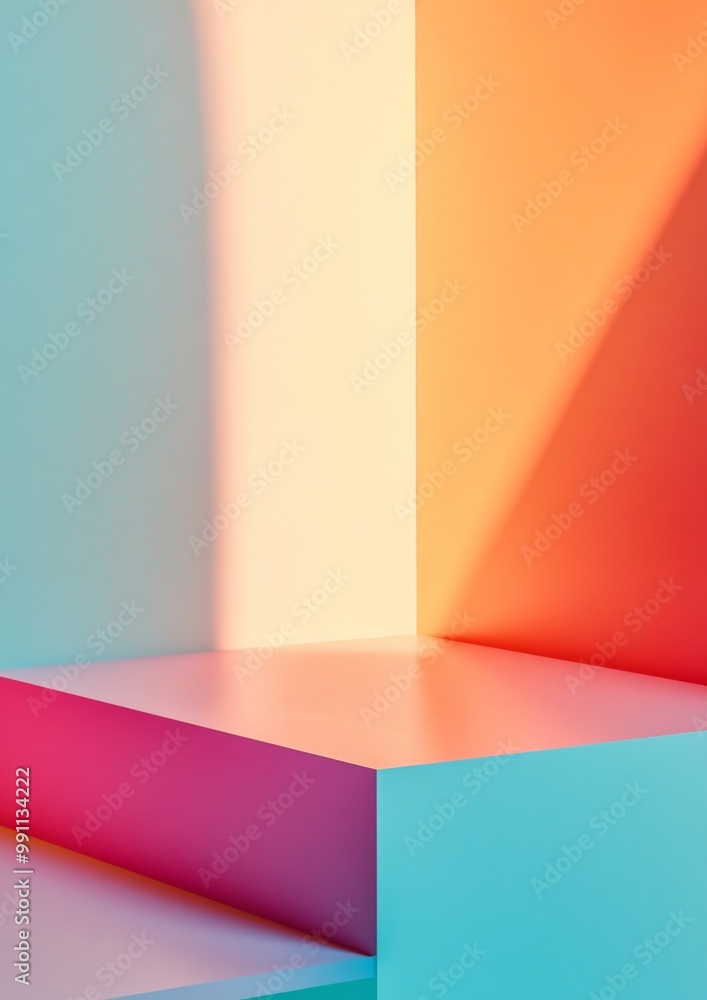 Poster A colorful cube with a shadow on it