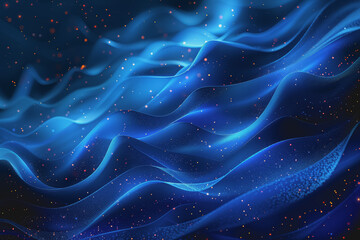 Abstract background of dark blue wavy lines in the form of a high-speed synchronization network.