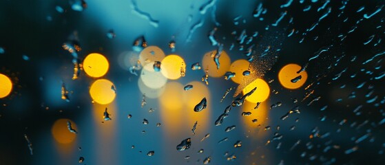 A blurry image of raindrops on a window