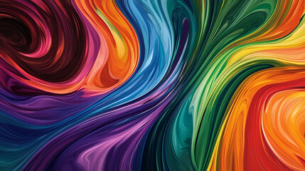 Obraz premium Abstract Vibrant Swirls: Abstract art concept with bold vibrant colorful swirls and fluid lines, evoking emotions of energy, movement, and dynamism. 