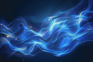 Abstract background of dark blue wavy lines in the form of a high-speed synchronization network.