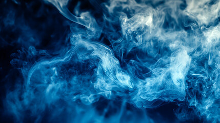 Deep blue and silver smoke swirling on a stage, creating a cool and effect