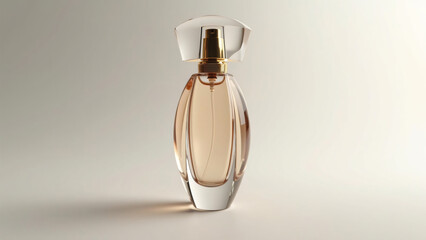 A sleek, metallic perfume bottle with a white spray nozzle, set against a neutral background. Its modern design and elegant finish make it appealing for those interested in product design.