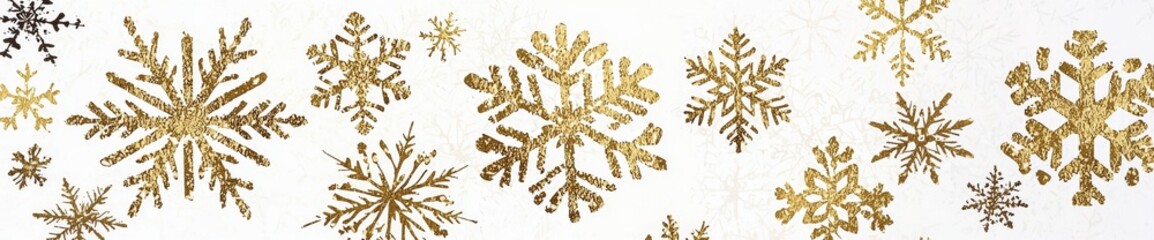 An illustration of gold snowflakes on a transparent background illustrating the new year.