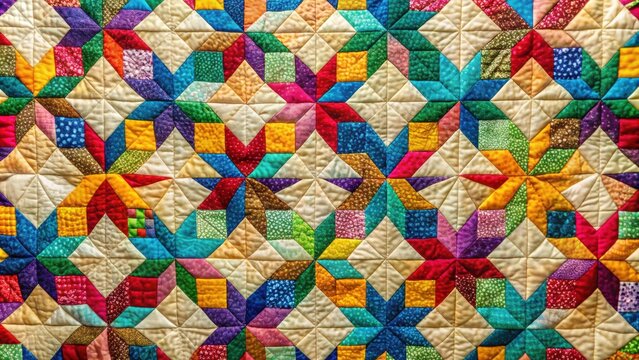 Colorful quilt with star designs, quilt, colorful, stars, pattern, fabric, handmade, sewing, craft, home decor, vibrant