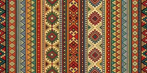 A vertical background with intricate tribal patterns and designs, tribal, background, ethnic, culture, geometric