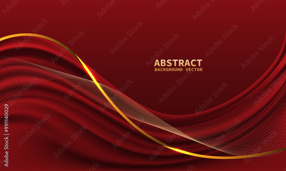 Poster abstract red gold light luxury wave curve with blank space for text place design modern creative bac