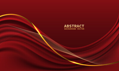 Abstract red gold light luxury wave curve with blank space for text place design modern creative background vector