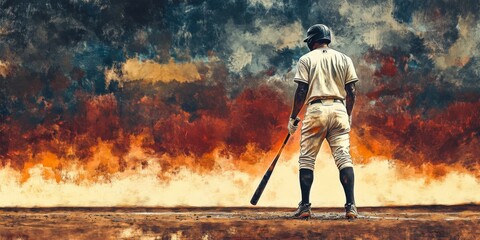 Fototapeta premium illustration of a baseball bat seen from behind, with empty space for advertising or sports promotion banners