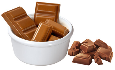 pote com barra de chocolate ao leite isolado em fundo transparente