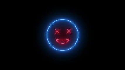 neon line  emoji icon 4K animation with  black screen background - Powered by Adobe