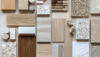 A collection of various textures and materials for interior design.