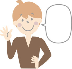 collection set of cute doodle hand draw facial expression speech bubble balloon with boy man character, text box think speak talk banner, flat png transparent element design