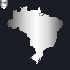 Abstract - High Detailed Silver Map of Brazil. Vector illustration eps10.	
