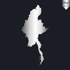 Abstract - High Detailed Silver Map of Myanmar. Vector illustration eps10.	
