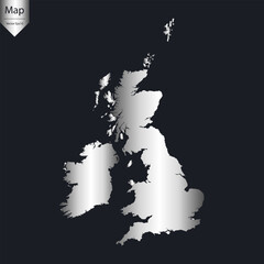 Abstract - High Detailed Silver Map of United Kingdom. Vector illustration eps10.	

