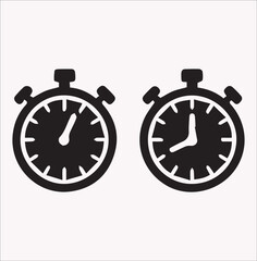 Stopwatch icon vector silhouette on a white background