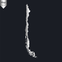 Abstract - High Detailed Silver Map of Chile. Vector illustration eps10.	
