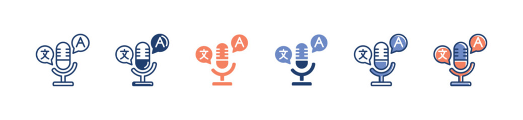 simple microphone talk language translate icon set global communication translation dictionary service business vector illustration © elmantastic
