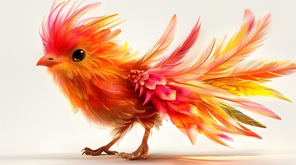 Fototapeta premium Cute and Colorful Phoenix Chick Standing with a Playful Expression
