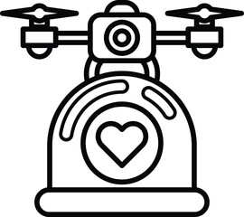A black and white drone with a heart on it
