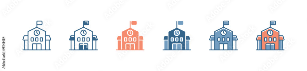Aufkleber education school building icon set simple academy university college architecture vector illustration for web and app