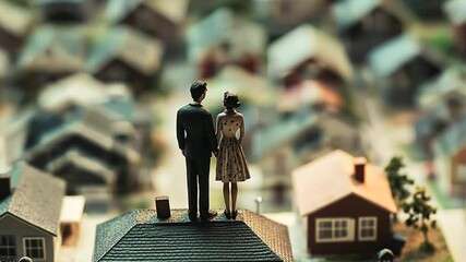 First Time Homebuyers Looking at New Houses in a Neighborhood Generative AI