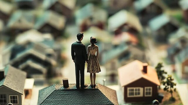 First Time Homebuyers Looking at New Houses in a Neighborhood Generative AI