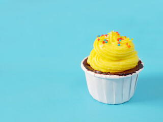 Chocolate cupcake with colorful cream cheese frosting