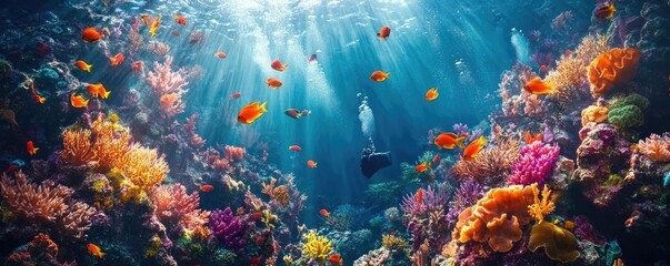 Breathtaking underwater chef crafting a vibrant dish