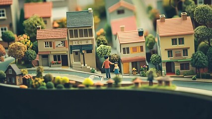 First Time Homebuyers Exploring a Miniature Neighborhood for New Homes Generative AI