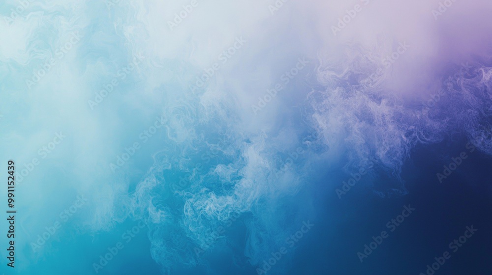 Poster blue and purple smoke blend together in a dreamy abstract background with a beautiful gradient, flow