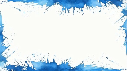 Obraz premium blue brush stokes border frame on white background