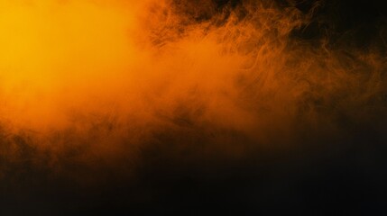 Cloud of orange smoke is slowly fading to black on a dark background, creating a gradient effect. The image evokes a sense of mystery and danger