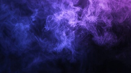 Abstract image depicting blue and purple smoke creating mysterious and interesting shapes on a black background, suitable for use as a graphic resource or background