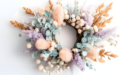 Dried Gypsum Floral Wreath for Calming Aromatherapy and Serene Home Decor