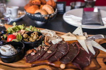 Gourmet Mediterranean Platter Served at a Party